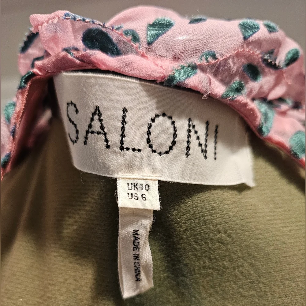 Saloni Pixie Mini Pink and Green Patterned Women's Dress Sz 6 - Picture 9 of 16